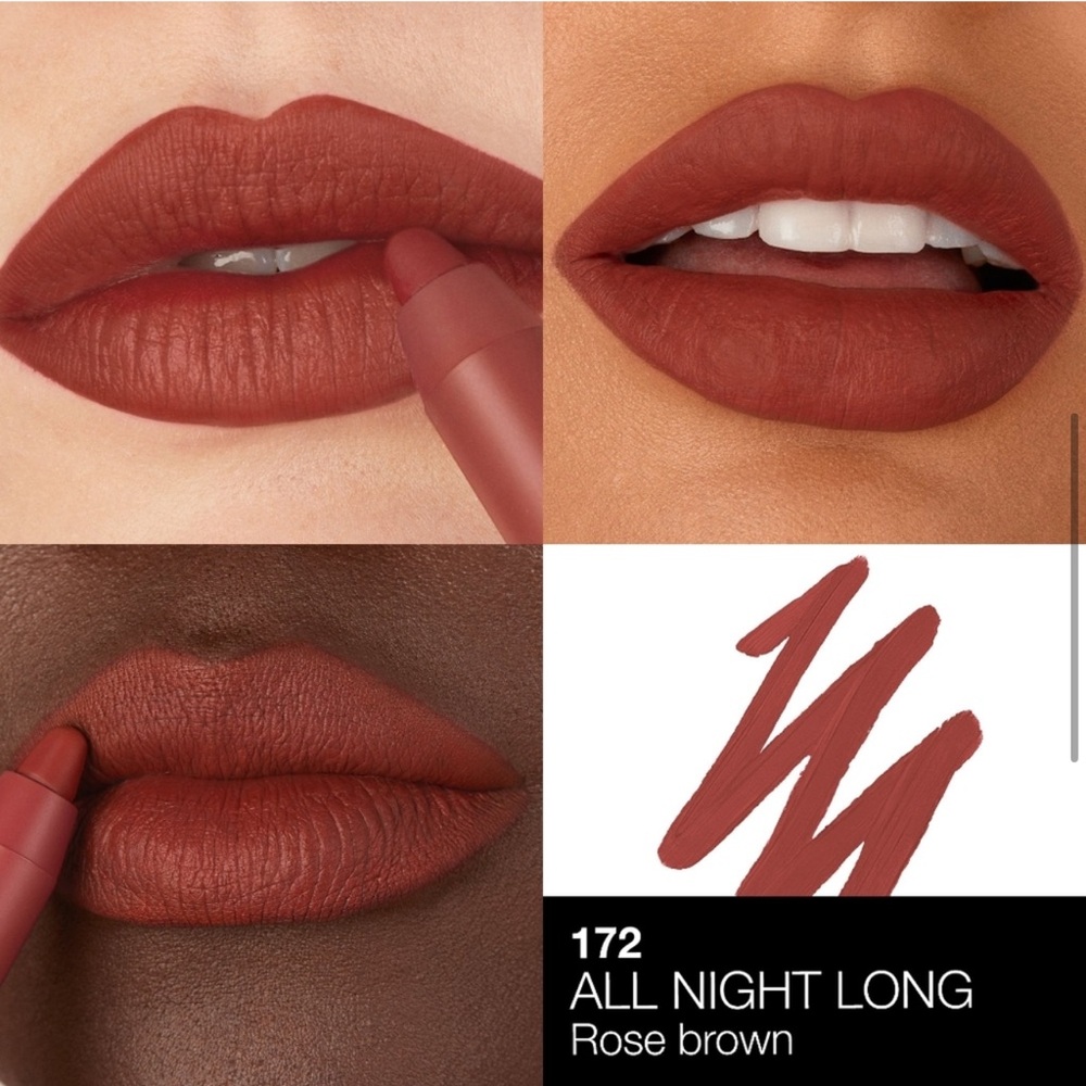 New! NARS Powermatte High Intensity Lip Crayon In ALL NIGHT LONG #172 Rose Brown